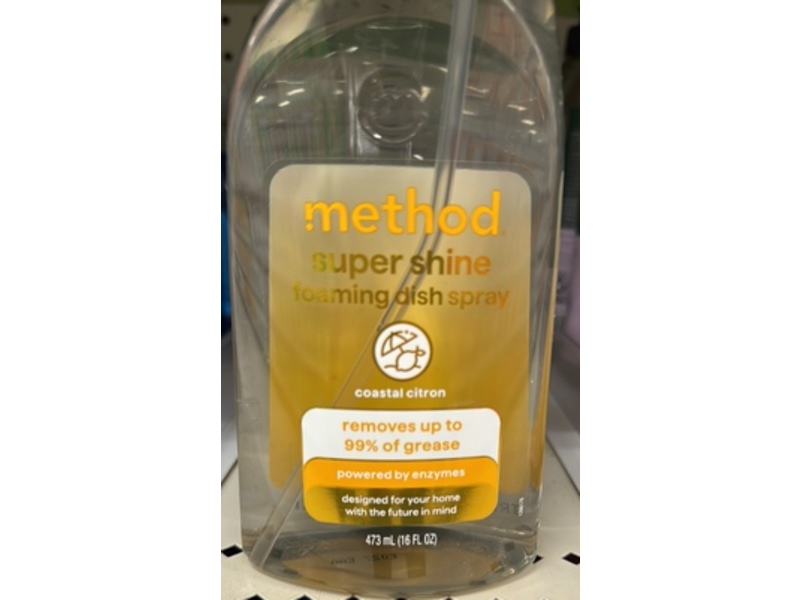 Method Super Shine Foaming Dish Spray, Coastal Citron, 16 fl oz/473 mL