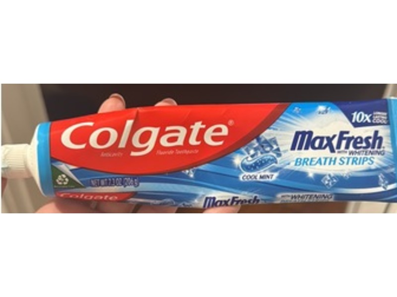 Colgate Max Fresh Breath Strips Whitening Toothpaste, Cool Mint, 7.3 oz/206 g