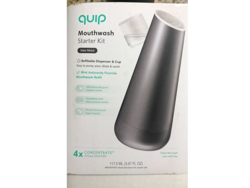 Quip Mouthwash Starter Kit, State Metal, 3.97 fl oz/117.5 mL