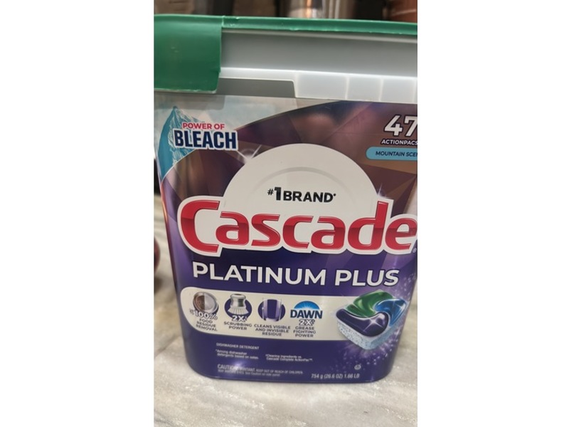 Cascade Platinum Plus Dishwasher Pods, Mountain Scent, 26.6 fl oz/754 g,47 Pacs