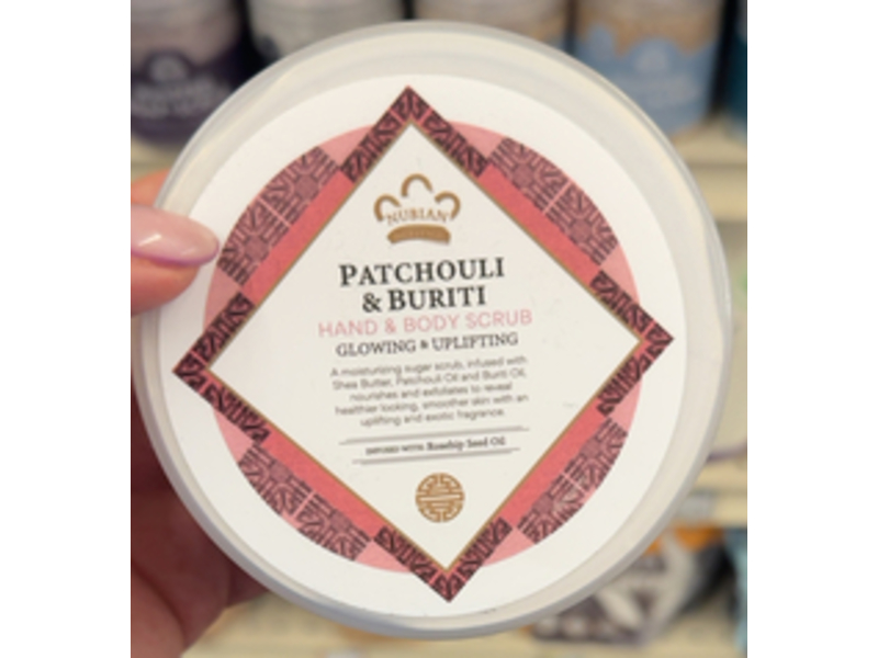 Nubian Heritage Patchouli & Buriti Hand & Body Scrub, Rosehip Seed Oil, 12 oz/340 g