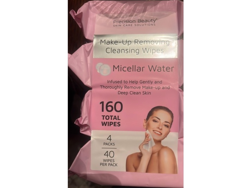 Precision Beauty Make-Up Removing Cleansing Wipes, Pack Of 4, 160 Count