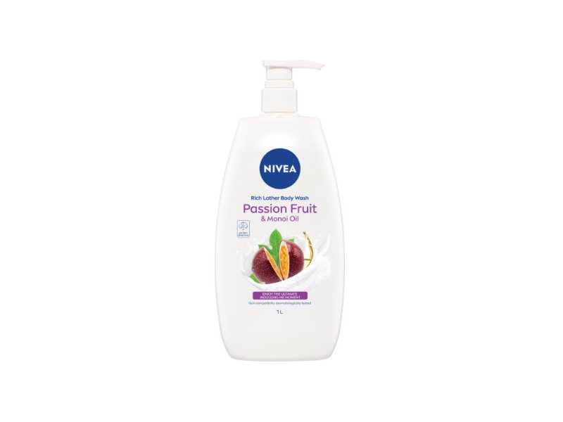 Nivea Rich Lather Body Wash, Passion Fruit & Manoi Oil, 1L