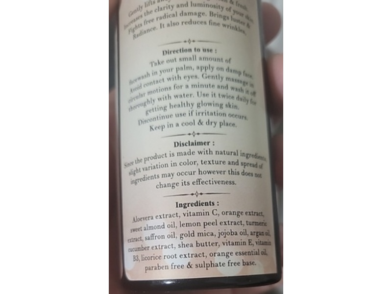 Unisaif Truffle 24K Gold Organic Face Wash with Vitamin C, 3.38 fl oz/100 mL