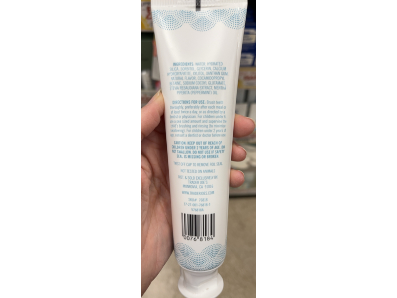 Trader Joe's Whitening Toothpaste, Peppermint, 6 oz/170 g