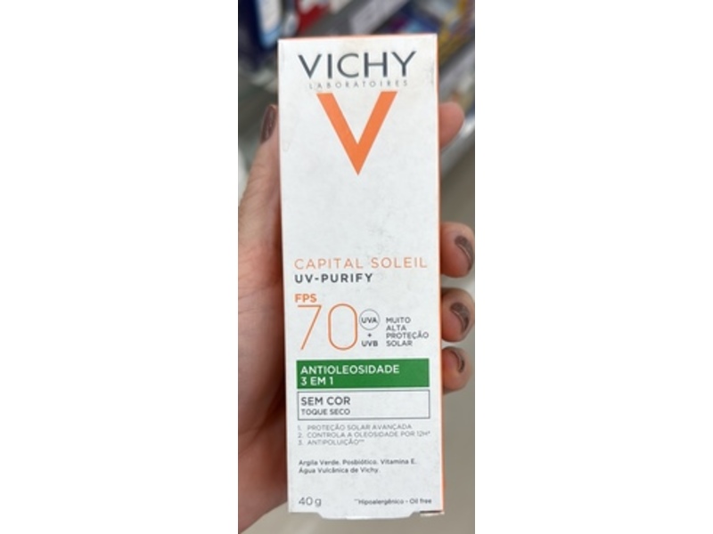 Vichy Laboratoires Capital Soleil Uv-Purify Sunscreen, Sem Cor, SPF 70, 40 g