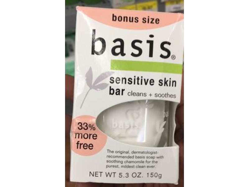 Basis Sensitive Skin Bar, 5.3 oz/150 g