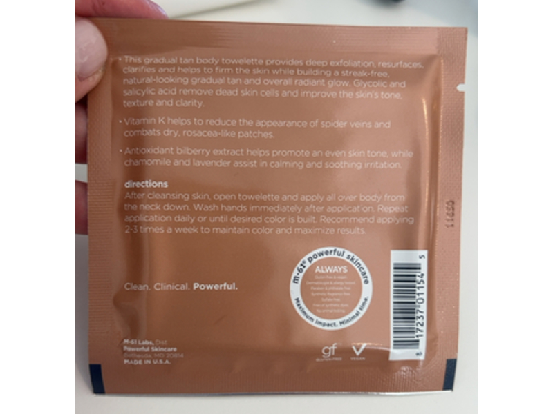 M-61 Power Glow Peel Gradual Tan Body Towelette