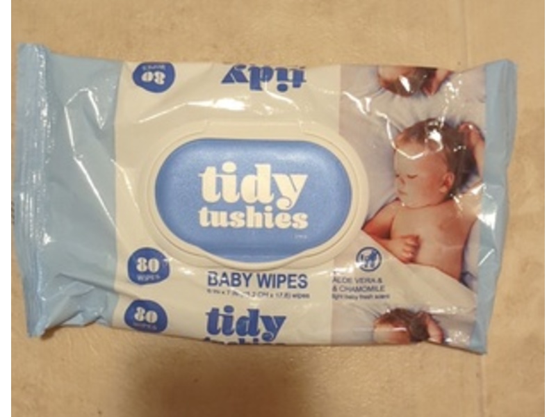 Tidy Tushies Baby Wipes, Aloe Vera & Chamomile Light Baby Fresh Scent, 80 Count