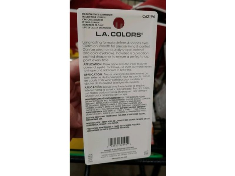 L.A. Colors Eyeliner/Brow Pencil, Dark Brown, 0.035 oz/1 g, 2 Count