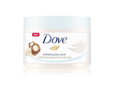 Dove Exfoliating Body Scrub, Crushed Macadamia and Rice Milk, 225 mL