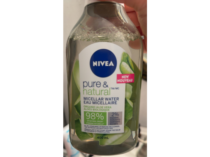 Nivea Pure & Natural Micellar Water, Organic Aloe Vera, 400ml