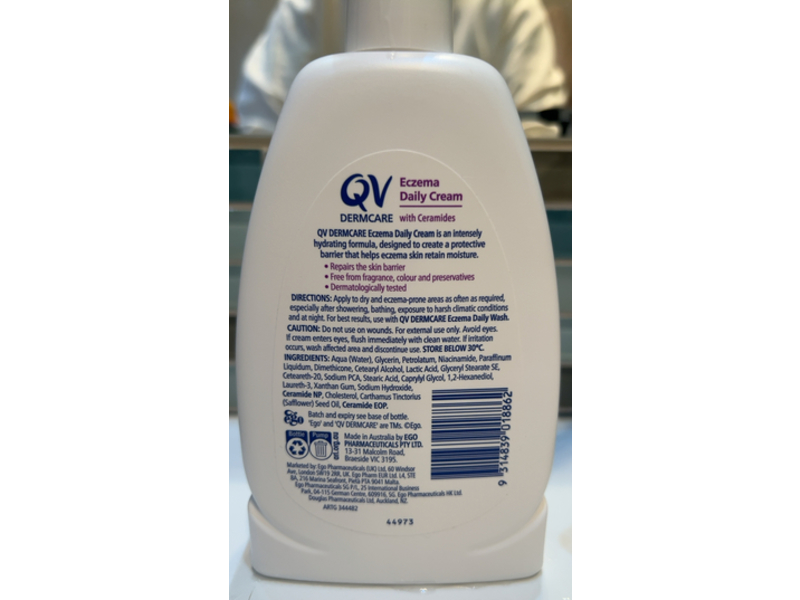 Ego Qv Dermcare Eczema Daily Cream, Ceramides, 350 mL