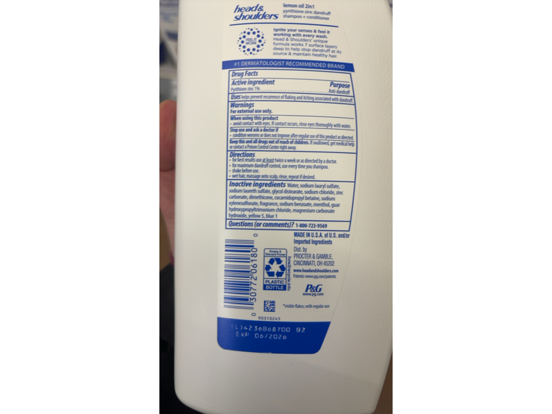 Head & Shoulders Dandruff Shampoo + Conditioner, Lemon Oil, 28.2 fl oz/835 mL