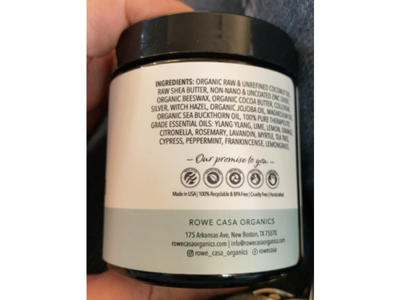 Rowe Casa Organics Deodorant Cream, Tea Tree + Lemongrass, 4 oz/118 mL