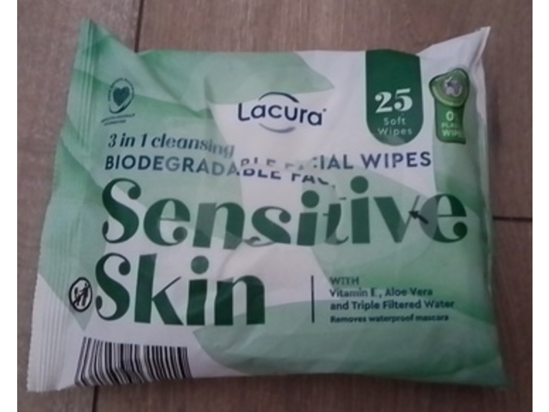Lacura 3 In 1 Facial Wipes, 25 Count