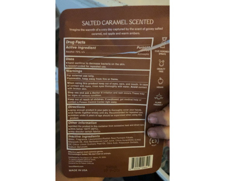 Touchland Power Hydrating Hand Sanitizer Mist, Salted Caramel, 1 fl oz/30 mL