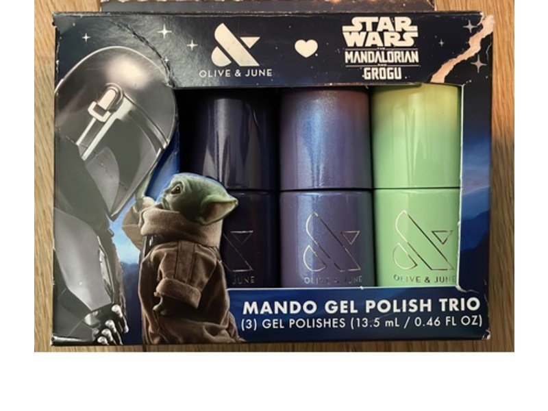 Olive & June Star Wars Mando Gel Polish Trio, Grogu Green, Beskar Chrome & Sublight Shimmer, 0.46 fl oz/13.5 mL, Pack Of 3