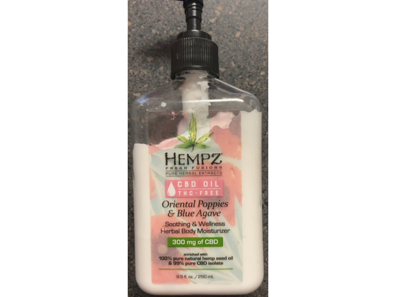 Hempz Soothing & Wellness Herbal Body Moisturizer, Oriental Poppies & Blue Agave, 8.5 fl oz/250 mL