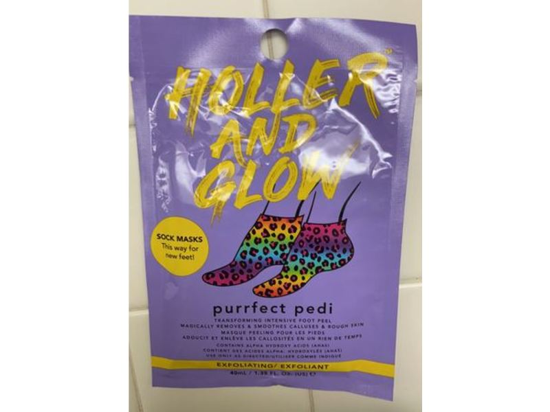 Holler and Glow Purrfect Pedi Foot Mask, Rainbow, 1.35 fl oz/40 mL