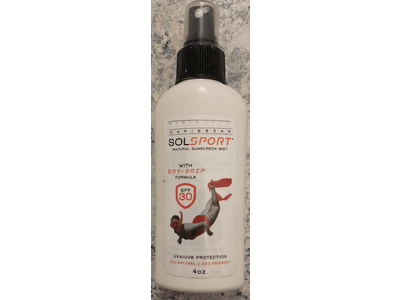 Caribbean Sol Sport Natural Sunscreen Mist, Dry Grip, SPF 30, 4 oz
