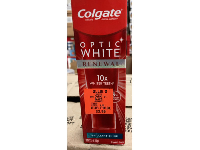 Colgate Optic White Renewal Whitening Toothpaste, Brilliant Shine, 3.0 oz/85 g