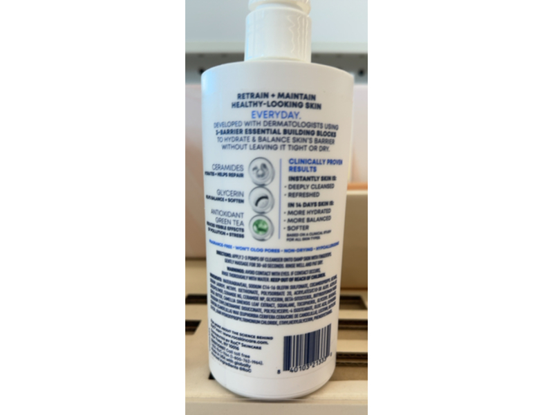 RoC Barrier Renew Gel To Foam Cleanser, Ceramides + Antioxidant Green Tea, 12 fl oz/355 mL