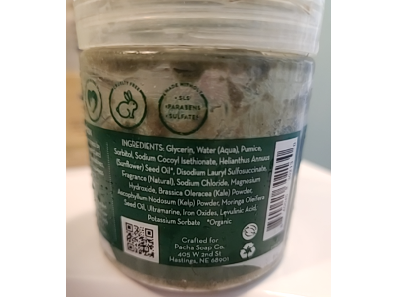 Pacha Soap Whipped Soap + Scrub, Kelp & Kale, 8 oz/227 g