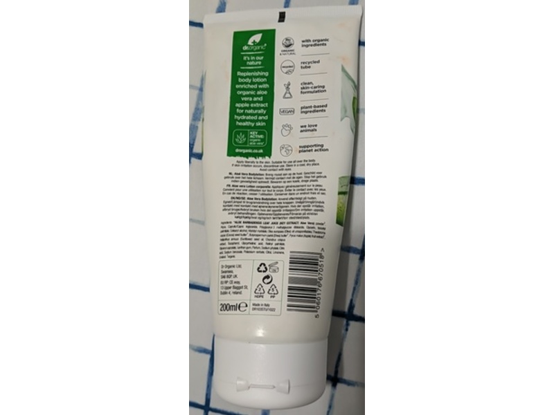 Dr. Organic Body Lotion, Aloe Vera, 200 mL