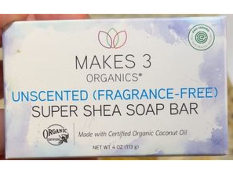 Makes 3 Organics Super Shea Soap Bar, Unscented, 4 oz/113 g