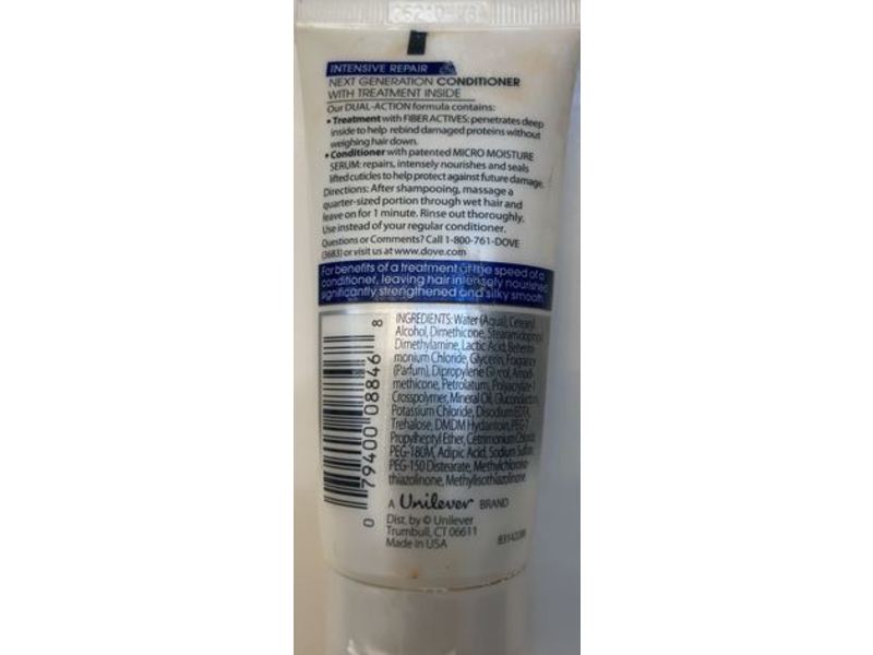 Dove Intensive Repair Daily Conditioner, Whiteness Formula, 2 fl oz/59 mL