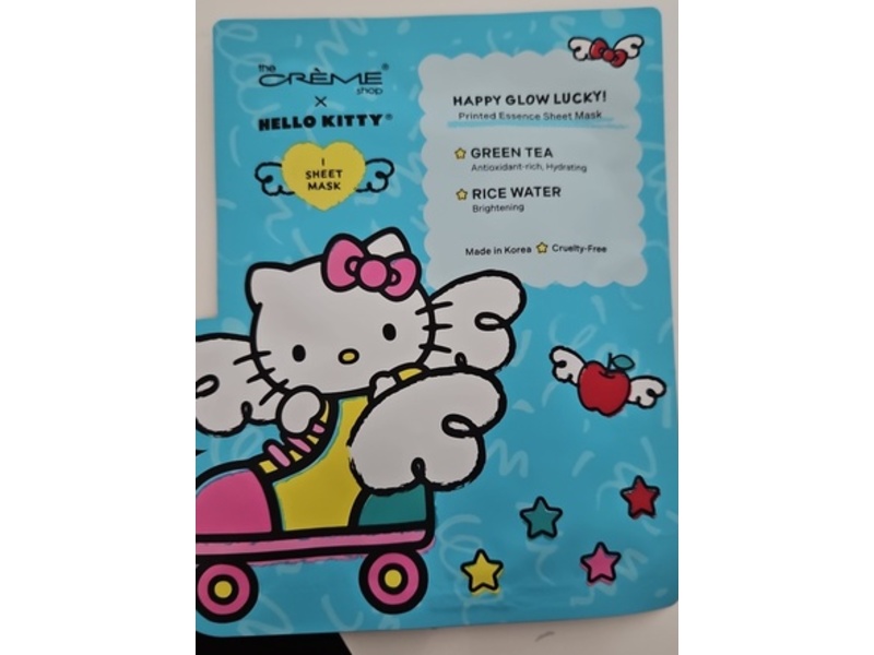 The Creme Shop x Hello Kitty Happy Glow Lucky Sheet Mask, Green Tea + Rice Water, 1 Count