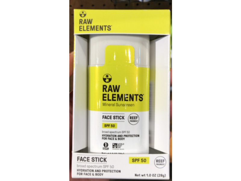 Raw Elements Mineral Sunscreen Face Stick, SPF 50, 1.0 oz/28 g
