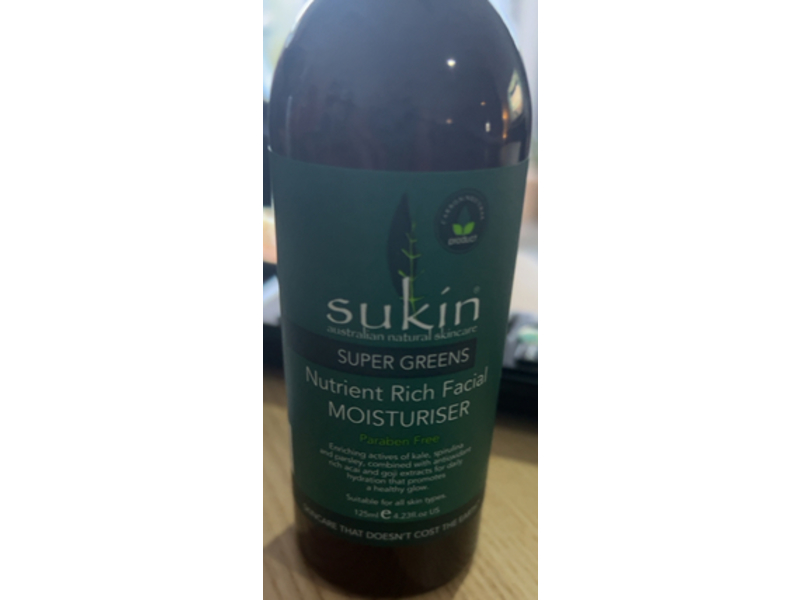 Sukin Super Greens Facial Moisturiser, 4.23 fl oz/125ml