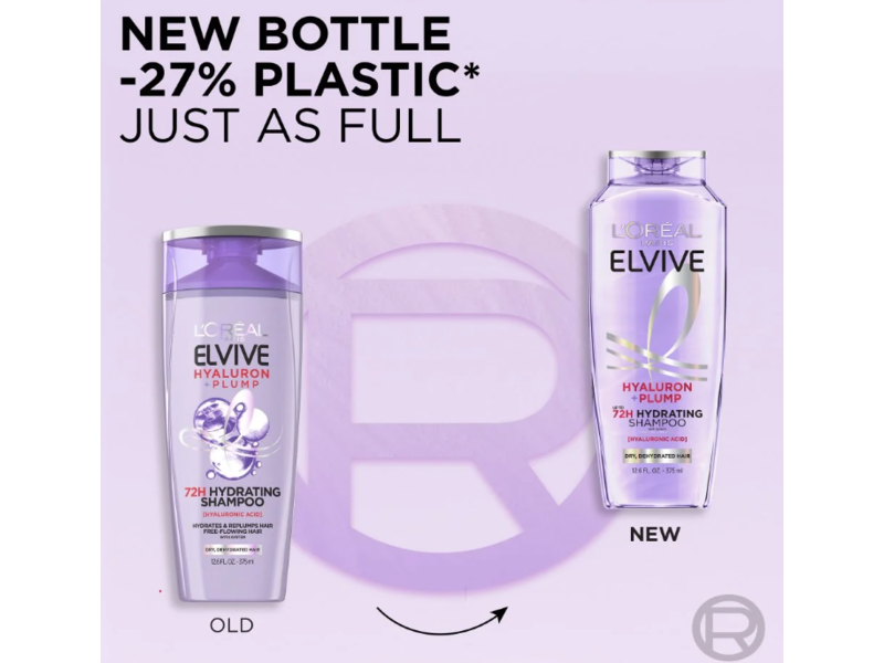L'Oreal Paris Elvive Hyaluron + Plump 72h Hydrating Shampoo, Hyaluronic Acid, 400 mL