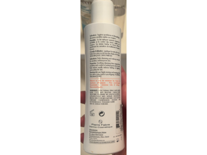 Avene Antirougeurs Clean Soothing Cleansing Lotion, 6.7 fl oz/200 mL