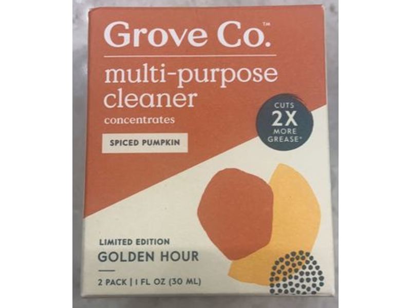 Grove Co. Multi-Purpose Cleaner, Spiced Pumpkin, 1 fl oz/30 mL, Pack Of 2