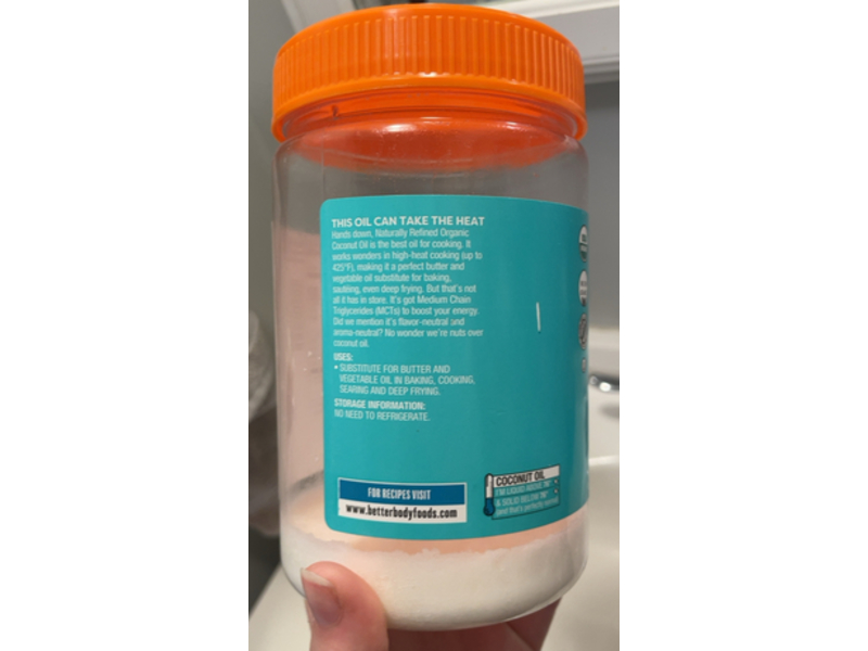 Better Body Foods Organic Refined Coconut Oil, 28 fl oz/828 mL