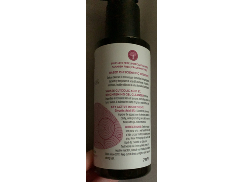 Swisse Skin Care Brightening Gel Cleanser, Glycolic Acid 8%, 4.1 fl oz/120 mL