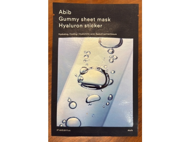 Abib Gummy Sheet Mask, Hyaluron Sticker, 0.91 fl oz/27 mL