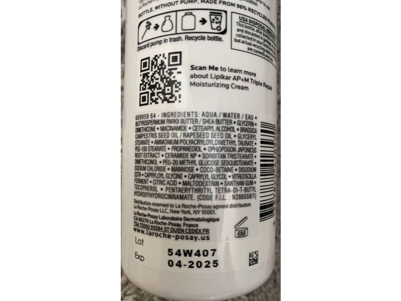 La Roche-Posay Triple Repair Moisturizing Cream, 13.52 fl oz/400 mL