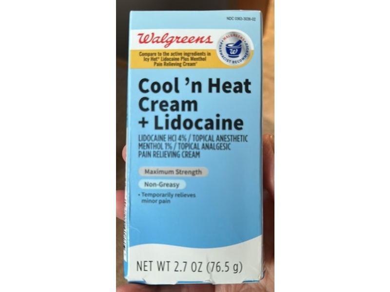 Walgreens Cool'n Heat Cream + Lidocaine Topical Analgesic Pain Relieving Cream, 2.7 oz/76.5 g