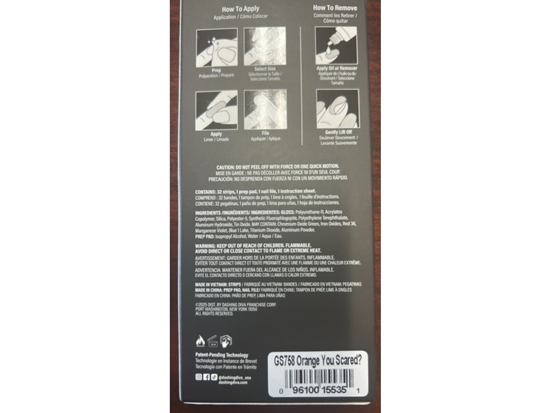 Dashing Diva Gloss Nail Strips, Orange You Scared, Count 32