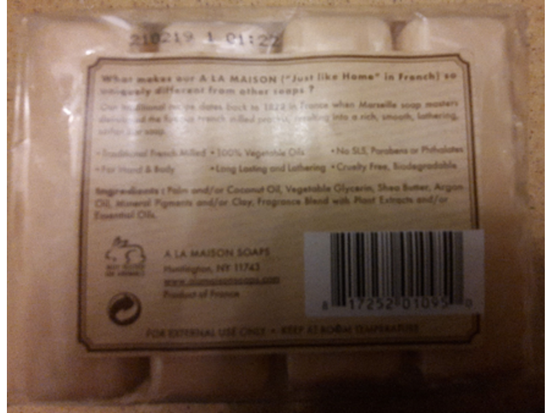 A La Maison de Provence Bar Soap, Pure Coconut, 3.5 oz/100 g, Pack Of 4
