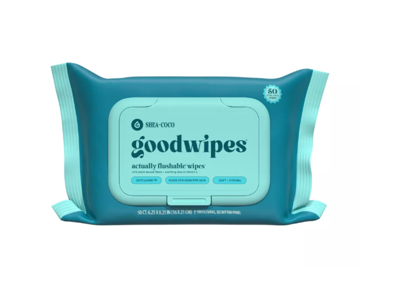 Goodwipes Flushable Wipes, Shea-Coco, 50 Count