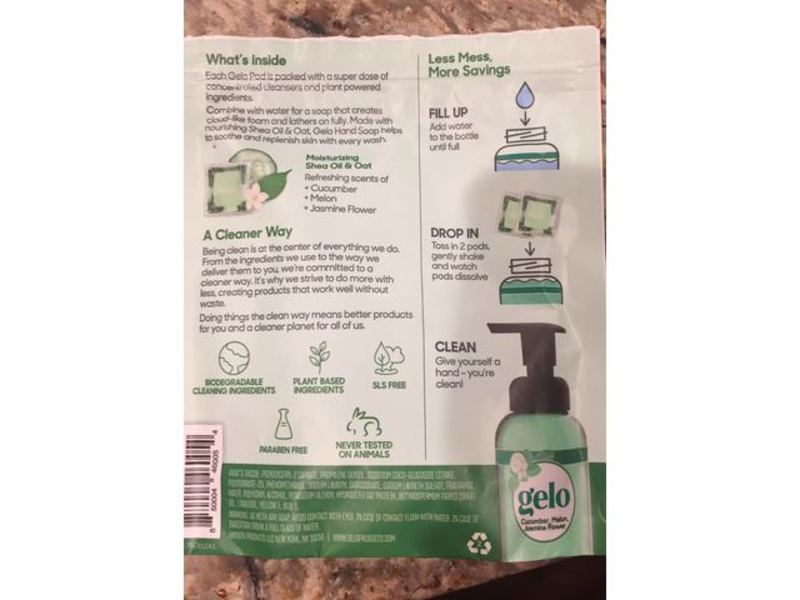 Gelo Hand Soap Refill Pods, Cucumber & Melon, Foam 40 oz, 4 Bottles