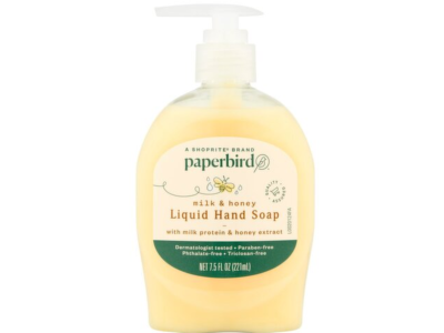 Paperbird Liquid Hand Soap, Milk & Honey, 7.5 fl oz/221 mL