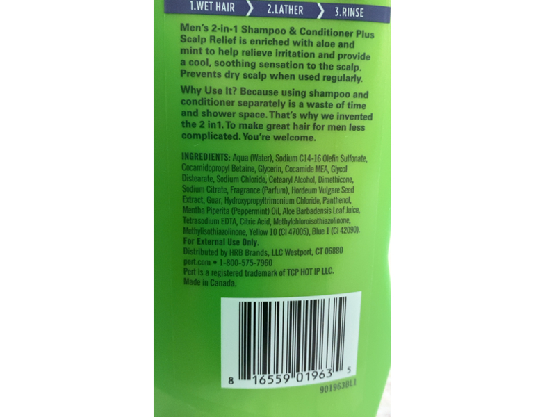 Pert 2 In 1 Shampoo & Conditioner, Aloe + Mint, 13.5 fl oz/400 mL