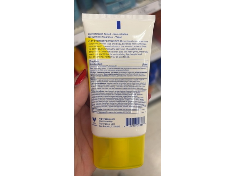 Supergoop! Play Everyday Lotion, Sunflower Extract SPF 30, 2.4 fl oz/71 mL, Pack Of 2