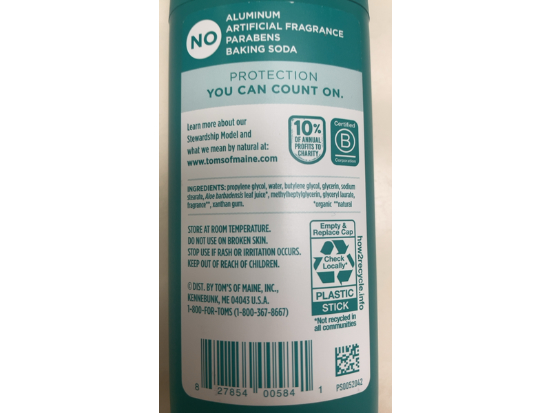 Toms of Maine Deodorant, Sandalwood & Vanilla , 3.25 oz/92 g